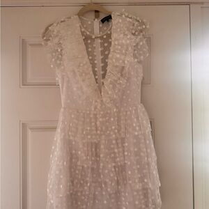 MAJORELLE White Flutter Sleeve Mini Dress